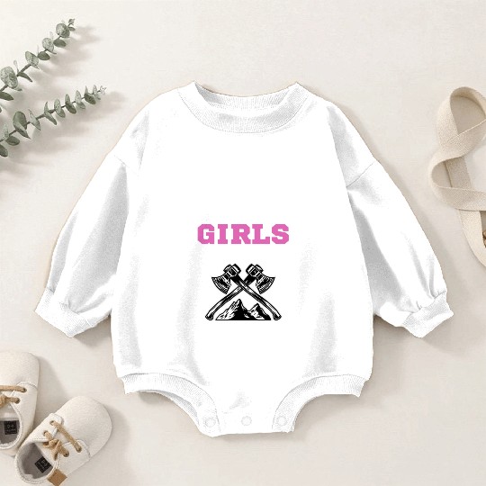 Axe Throwing Girls Kick Ass Bushcraft Lover Baby Romper Sweatshirts