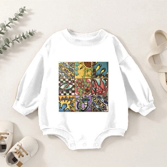 Hand painted wooden squares art by KateToxin Baby Romper Sweatshirts