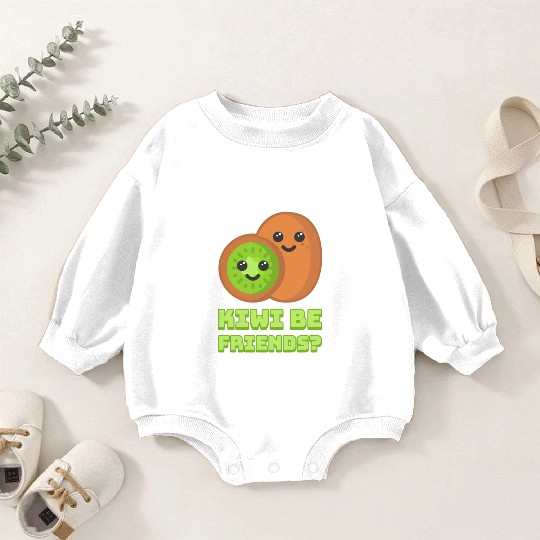 Kiwi Be Friends? Cute Kiwi Cartoon Baby Romper Sweatshirts