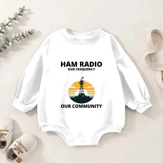 Ham Radio Tower Sunrise Uniting Our Frequency Baby Romper Sweatshirts