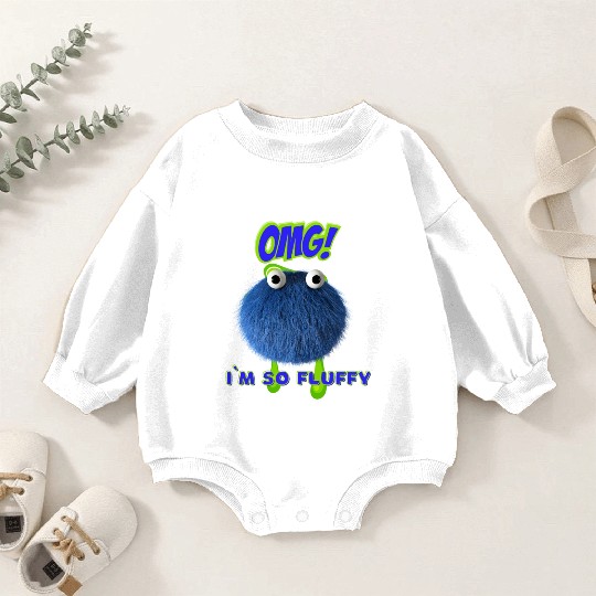OMG Im So Fluffy, Cute Furry monster. Baby Romper Sweatshirts