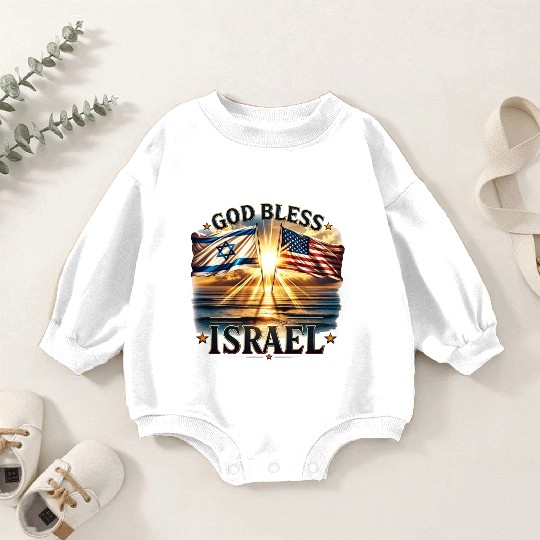 United for Israel God Bless Israel - Promised Land Baby Romper Sweatshirts