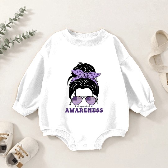 In May We Wear Purple Retro Lupus Awareness Month Baby Romper Sweatshirts