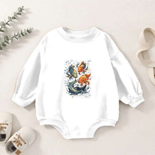 Koi Fish Koi Carp Japanese Koi Garden-Pond funny Baby Romper Sweatshirts