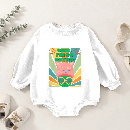Omg I'm So Retro Cool Cat Baby Romper Sweatshirts