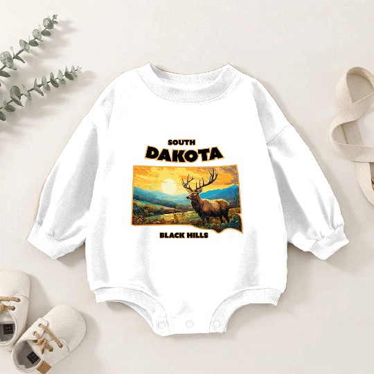 South Dakota - Elk Baby Romper Sweatshirts