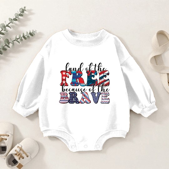 4th of july Land of the free Baby Romper Sweatshirts