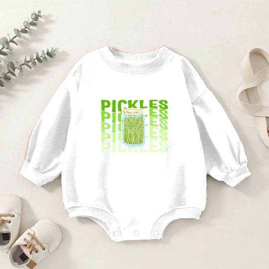Pickle Baby Romper Sweatshirts, Jar Of Pickles Cute Retro Green Baby Romper Sweatshirts