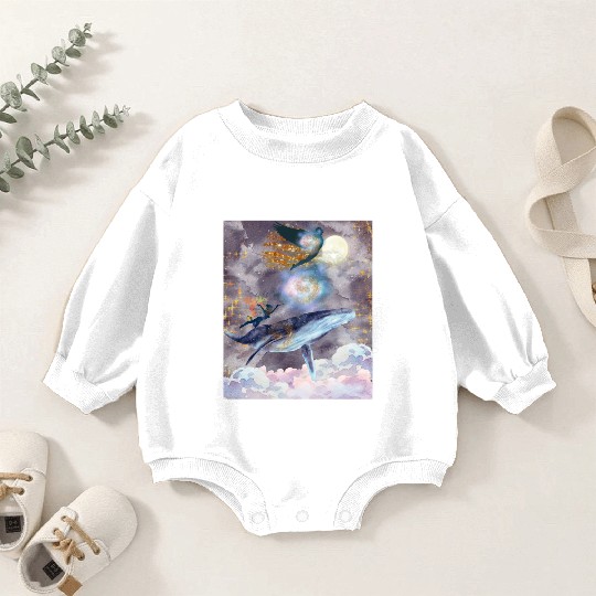 Whale's Celestial Journey Baby Romper Sweatshirts