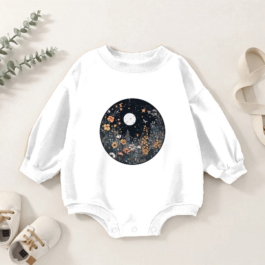 Midnight Sky Aesthetic Meadow Flower Garden Graphi Baby Romper Sweatshirts