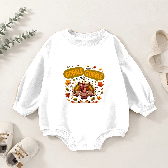 Fun Turkey Gobble Gobble for a Joyful Thanksgiving Baby Romper Sweatshirts