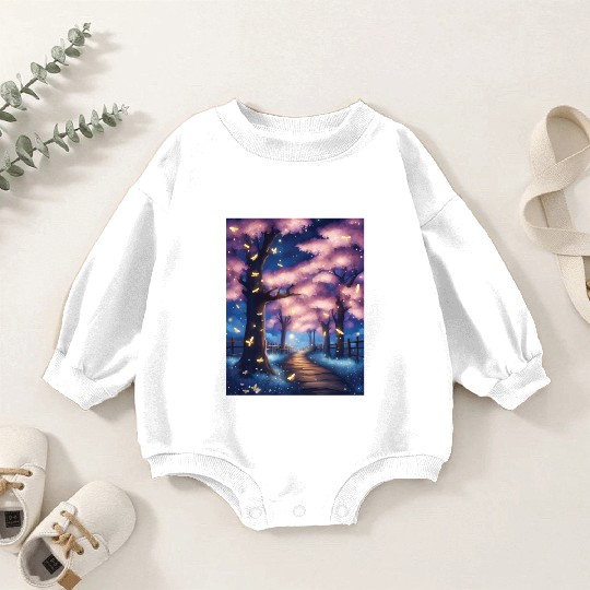 Fireflies In Cherry Blossom Trees Baby Romper Sweatshirts