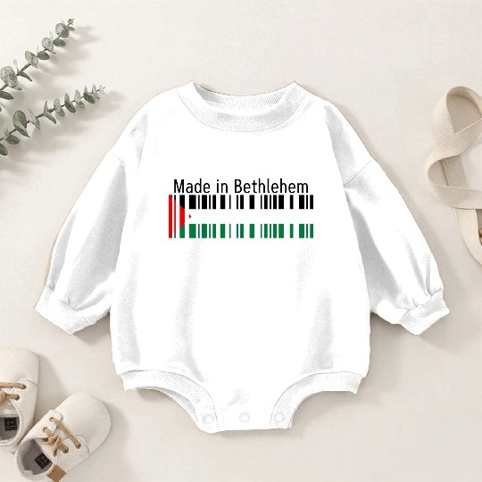 Made in Bethlehem Barcode Palestine Flag for Pales Baby Romper Sweatshirts