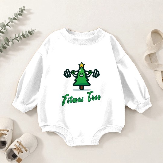 Fitmas Tree funny gym words Baby Romper Sweatshirts