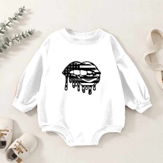 US Flag Lips Correctional Officer Patriotic First Baby Romper Sweatshirts