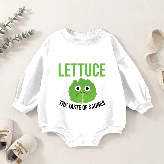 Lettuce The Taste of Sadness Funny Vegan Green FF Band Baby Romper Sweatshirts