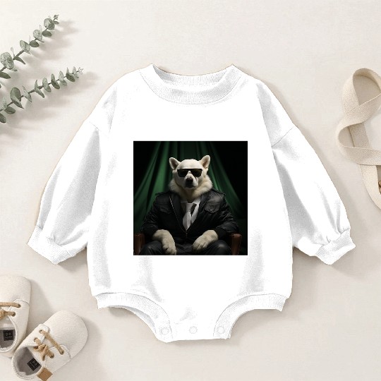 White Retriever in a Suit and Tie Boss Dog Baby Romper Sweatshirts