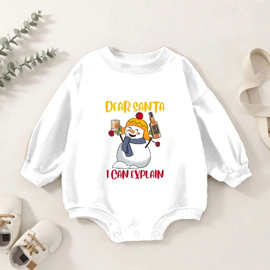 Snowman Dear Santa I can Explain Funny Baby Romper Sweatshirts