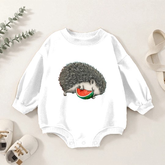 Hedgehog Sleeping With Watermelon Baby Romper Sweatshirts
