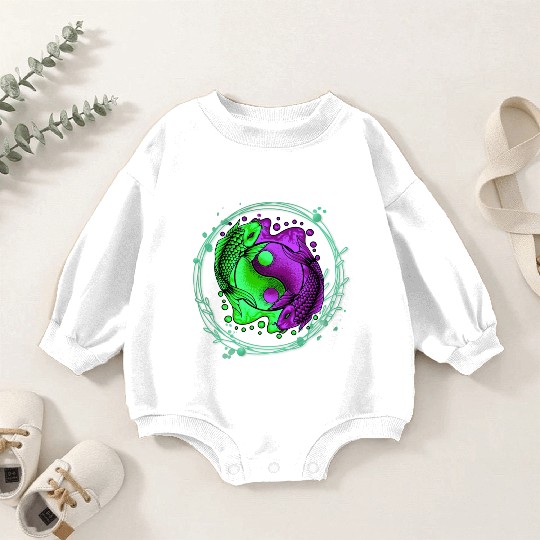 Yin Yang Yoga Japanese Koi Fish Baby Romper Sweatshirts