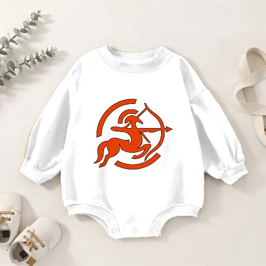 Zodiac Sagittarius Arc Icon Minimalistic In Red Baby Romper Sweatshirts