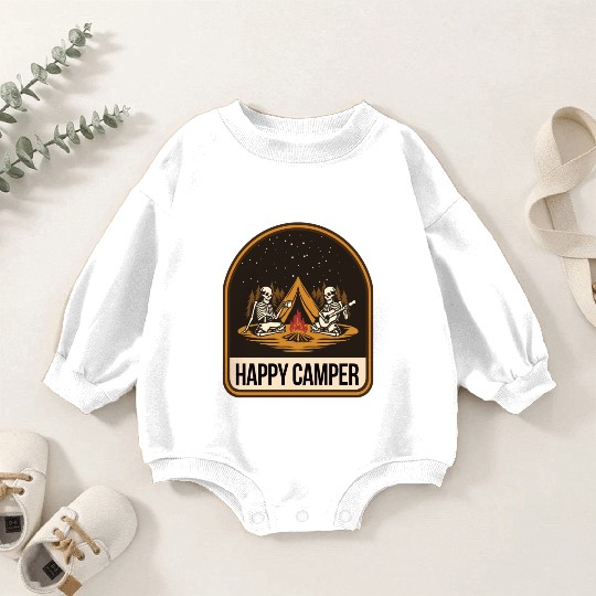 Happy Camper Skeleton Campfire Tent Baby Romper Sweatshirts