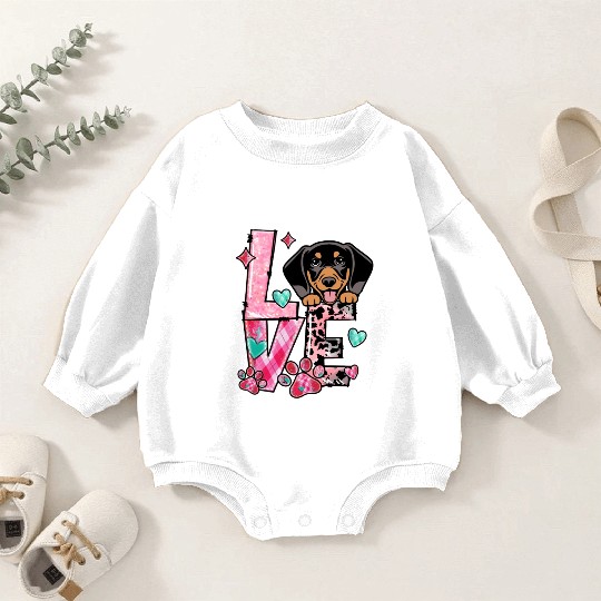 Daschund I Love My Dog Baby Romper Sweatshirts