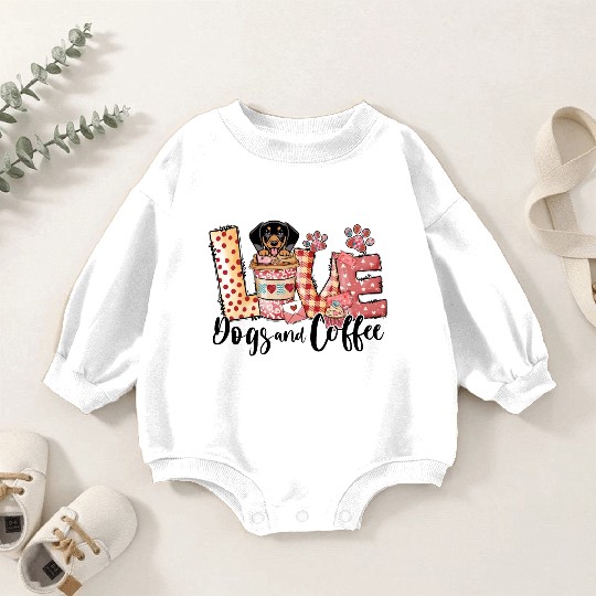 Daschund Coffee Lover Dog Mom Valentines Day Baby Romper Sweatshirts