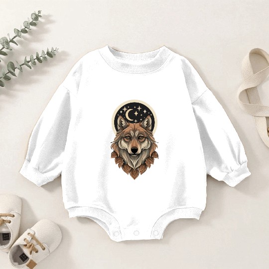 Wolf Moon Stars Design Baby Romper Sweatshirts