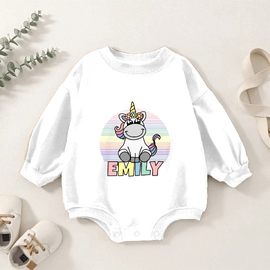 Emily Name Unicorn Baby Romper Sweatshirts