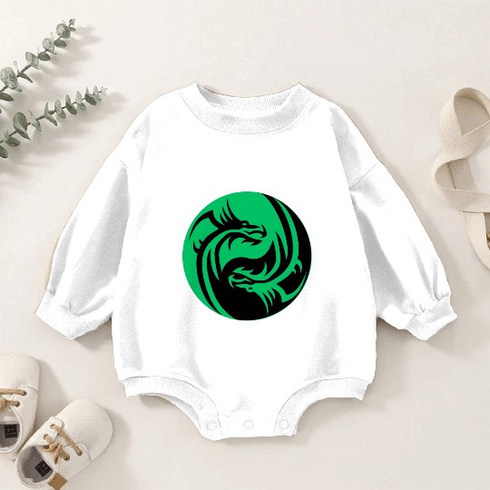 tow Dragonball in circle green and black Baby Romper Sweatshirts