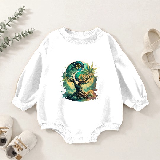 Tree Of Life Yin Yang Water Color Baby Romper Sweatshirts
