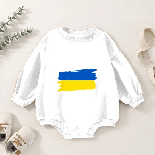 Pray For Ukraine With Ukrainian Flag Baby Romper Sweatshirts