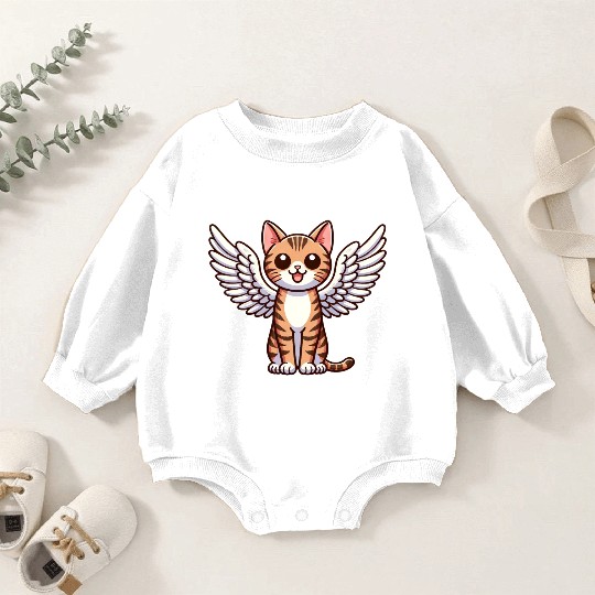 Bengal Cat Angel - Graceful Cat with Wings Baby Romper Sweatshirts