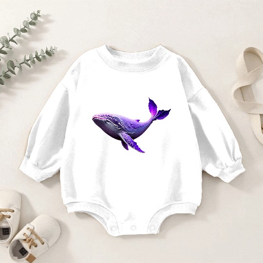 Neon whale illustration Baby Romper Sweatshirts