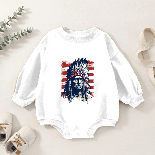 Indian Native American Chief Feather Headdress Baby Romper Sweatshirts