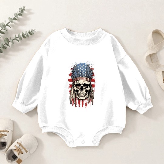 Skull Indian Chief Native American USA Baby Romper Sweatshirts