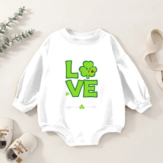 Love Shamrock Reading Teacher Funny St Patricks Da Baby Romper Sweatshirts