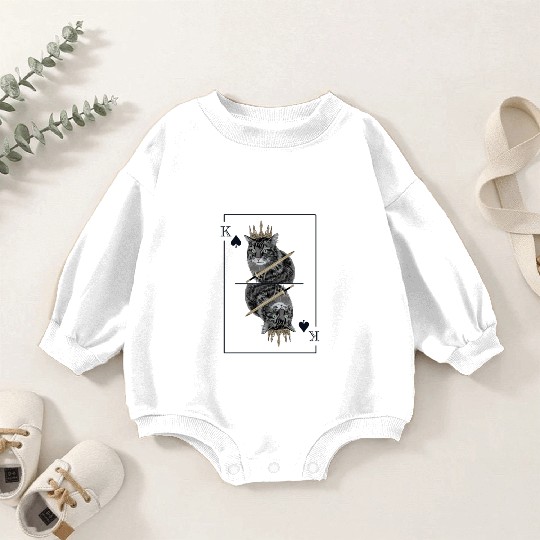 Cat Spades King Playing Card Cat Daddy Cat Mom Baby Romper Sweatshirts