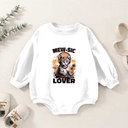 music lover cat | cat | cute cat | hiphop Baby Romper Sweatshirts