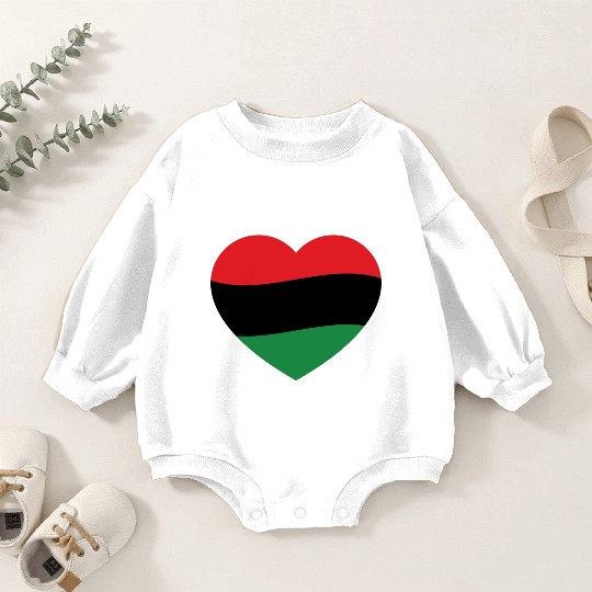 Pan African Flag Love Heart Baby Romper Sweatshirts