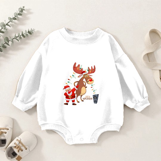 Christmas Lights Dabbing Santa Dancing Rudolph Baby Romper Sweatshirts