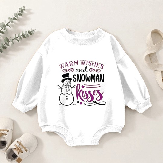 Warm wishes and Snowman kisses Baby Romper Sweatshirts
