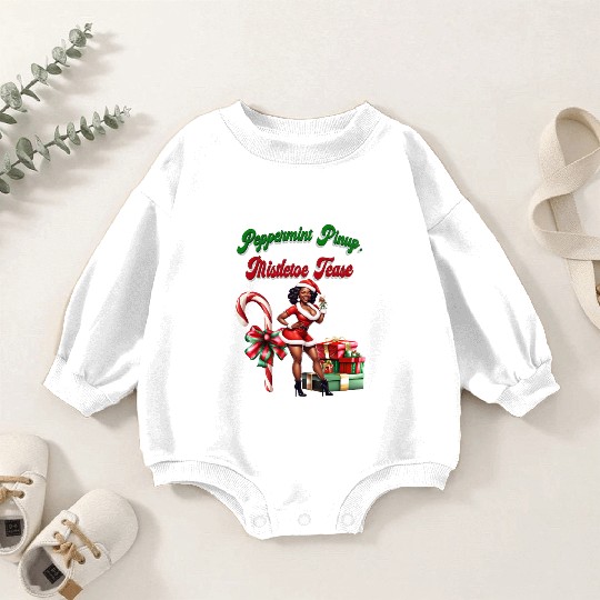 Peppermint Pinup, Mistletoe Tease Baby Romper Sweatshirts