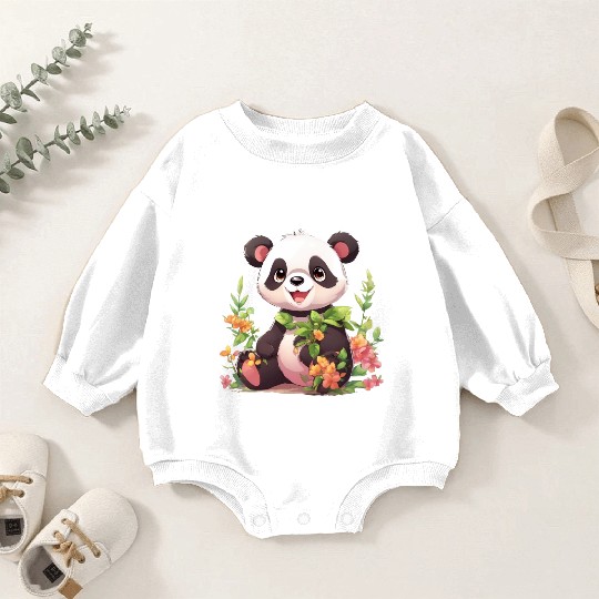 Paws and Playtime Baby Panda Baby Romper Sweatshirts