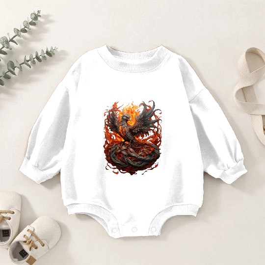 Phoenix Ascendant: Majestic Bird Design Baby Romper Sweatshirts