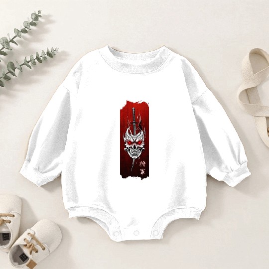 Shogun's Embrace: Mask, Katana, and Honor Baby Romper Sweatshirts