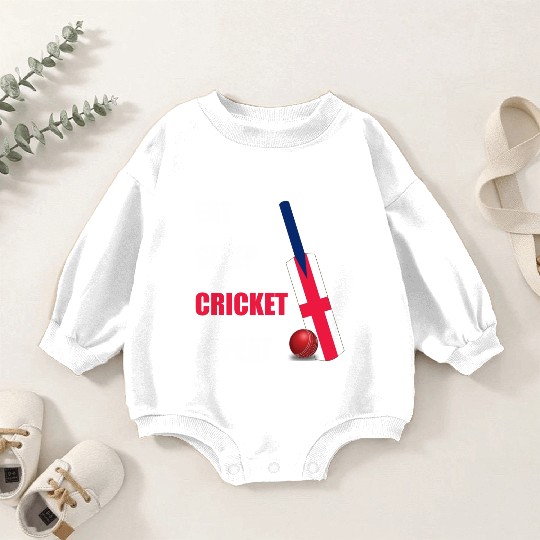 Eat Sleep Cricket Repeat England Flag Cricket Bat Baby Romper Sweatshirts