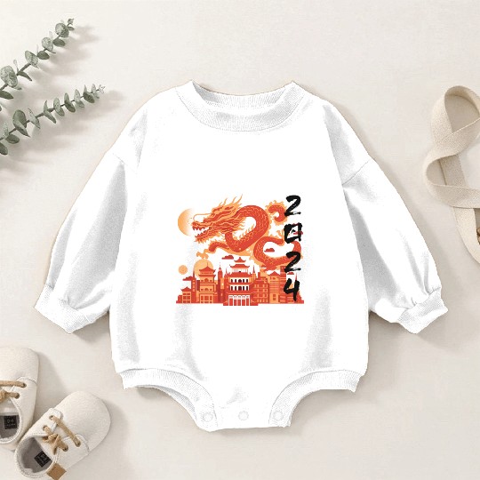 Year Of The Dragon Baby Romper Sweatshirts | chinese lanterns