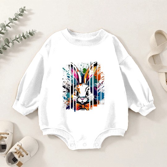 Rabbit Splash Painting Baby Romper Sweatshirts